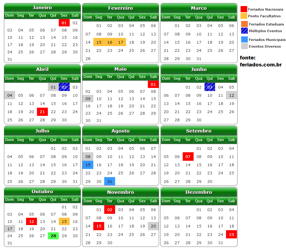 calendario uberlandia 2021